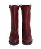 Boots Red Leather Mid Calf
