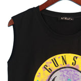 2 Colors Sexy Hot T Shirt Women GUNS N ROSES Print Crop Top T-shirt Women Cropped Tops Tassel Hollow Out Sleeveless  Tee Shirt