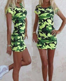 2016 NEW Summer Women TShirts Printed Camouflage Green Poleras De Mujer Casual Sexy Lady Long Army Top Female Fashion Tees CH525