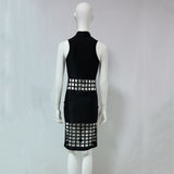 2016 New Style Summer Women Club Bodycon Dress Sleeveless Hollow Out Sexy Night Club Wear Black Bandage Celebrity Party Dresses