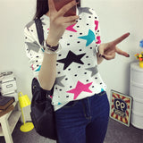 2016 New Summer Spring Sweatshirt T Shirt Women Tops Plus Size Loose Long-sleeved Cartoon/Stripe T-shirt Girls T Shirts Blusas