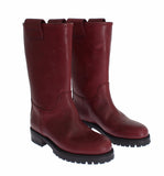 Boots Red Leather Mid Calf