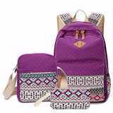 3 PCS/Set Women Backpack Canvas Printing School Bags For Teenagers Girls Backpacks Cute Rucksack Schoolbag Lady Bookbags Female
