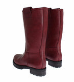 Boots Red Leather Mid Calf