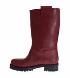 Boots Red Leather Mid Calf
