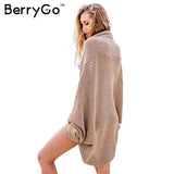 BerryGo batwing sleeve knitted cardigan sweaters women Fashion oversized shrug sweater Autumn winter warm long sweater jumpers