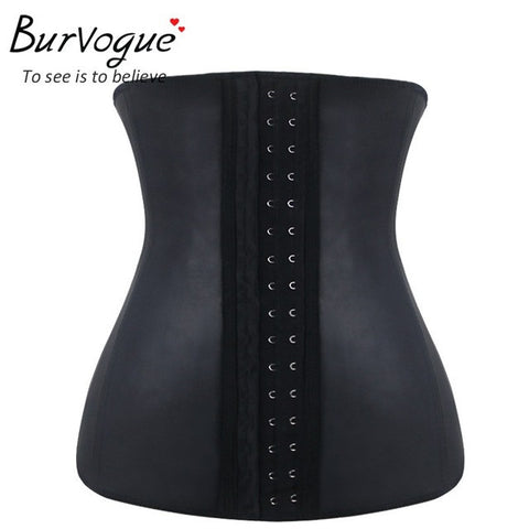 Burvogue Hot Shapers Waist Trainer Steel Bone Latex Waist Shaper Underbust Women Slimming Body Shaper Plus Size Shapewear