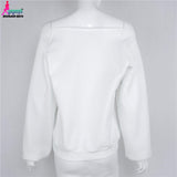 Gagaopt Autumn&Winter White Print PINK Women's Tracksuits Svitshot Strapless Hoodies Sweatshirt Women Sudaderas Mujer 2016