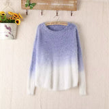 Gradient Sweater 2016 New Fashion Knitted Oversized Fluffy Sweaters Tricot Ladies Knit Batwing Mohair Loose Pullovers WS-050