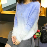 Gradient Sweater 2016 New Fashion Knitted Oversized Fluffy Sweaters Tricot Ladies Knit Batwing Mohair Loose Pullovers WS-050