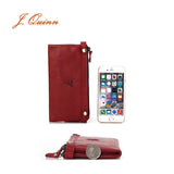 J.Quinn Red Purse Women's Wallets Genuine Leather Zipper Calfskin Female Wallet Women Luxury Brand Long Cow Ladies Purses Bifold