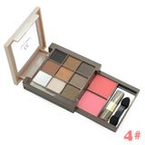 Eye Face Make Up Cosmetics Professional 9+2 Color Shimmer Matte Eyeshadow Palette Earth Color Eye Shadow Makeup Set + Brushes