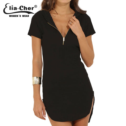 Women Dress  Black Autumn Dresses with Hood Eliacher Brand Plus Size Casual Women Clothing Chic Bodycon Dresses vestidos 6891