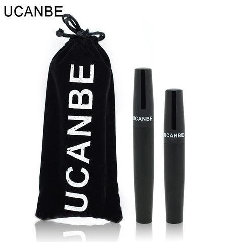 Ucanbe Brand Mascara 2pcs / Set 3D Fiber Lashes Mascara Waterproof Volume Express Black Eyelashes Grower Cosmetics Makeup Set
