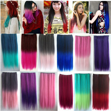 4/5 Clips Heat Resistant Fiber Synthetic Hair Extensions Straight T Color More Colors Womens High Temperature Hairpiece