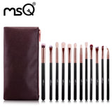 MSQ 12pcs Professonal Makeup Brush Set Rose Gold Series High Quality Synthetic Hair With Soft PU Leather Bag