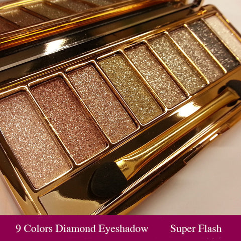 9 Colors Diamond Bright Makeup Eyeshadow Naked Smoky Palette Make Up Set Eye Shadow Maquillage Professional Cosmetic With Brush