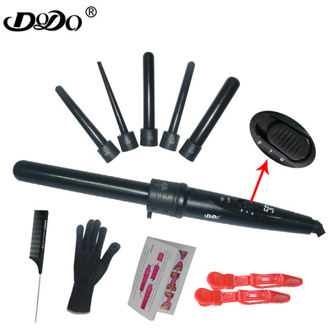 High Quality 410F 5Part Curler 5P Hair Roller 5 in1 Removable Hair Curling Iron Conical Curling Wand With Glove comb clip