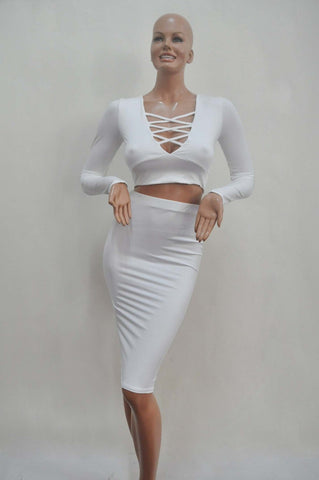 2016 Women Sexy Bodycon Dress  Night Club  2 pcs Bandage Dress Suit Long Sleeve Slim Pencil Dress Short Slim Cheap Dress Robe