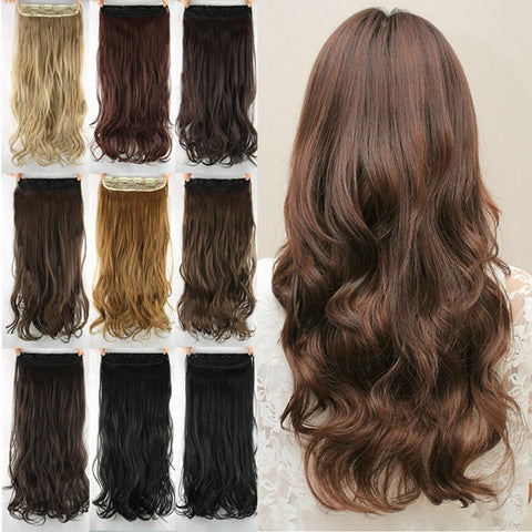 60cm Synthetic Clip In Hair Extension Heat Resistant Hairpiece Natural Curly Wavy Hair Extensions