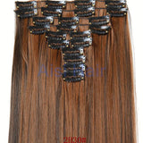 16 Colors Clip in Hair Extensions 25inch Long Straight Fake False Hair Extension Heat Resistant Synthetic Natural Hair Extension