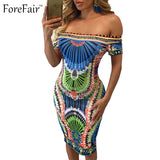 S-XXL new bohemian tribe print summer dress 2016 sexy slash neck bandage bodycon party dresses plus size women clothing