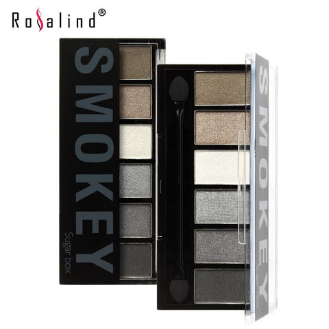 Rosalind Professional Eyes Makeup Glamorous Smokey 6 Colors Eye Shadow Palette Daily Make Up Kit Brand Sugar Box