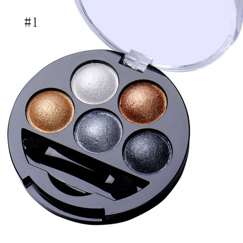 5 Colors Pigment Eyeshadow Palette Eye Shadow Powder Metallic Shimmer Makeup Beauty Profissional Make Up Warm Color Waterproof