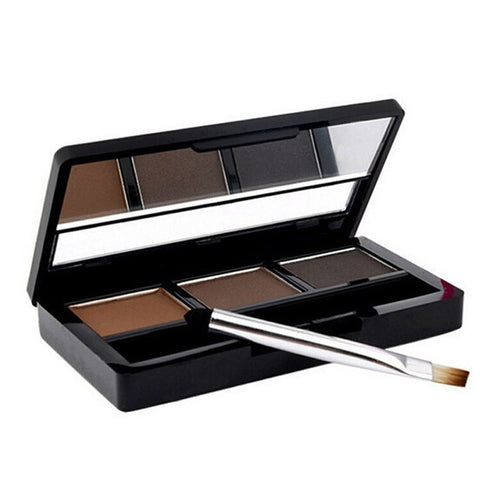 Professional 3 Colour Eyebrow Powder/Matte Shadow Palette With Double Ended Brush Make Up Palette Eyebrow