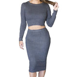 2016 New Autumn Winter 2 Piece Set Women Long sleeve party dresses Sexy bandage dress women dress vestidos femininos Q0044