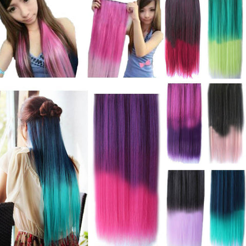 5 Clips Heat Resistant Fiber Synthetic Hair Extensions Straight T Color More Colors Womens High Temperature Hairpiece HB88
