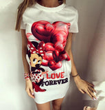 Vestidos Robe 2016 Spring Summer Style Love Heart Print Bodycon Dress Women Slim Pencil Mini Tunic Party Bandage Casual Dresses