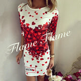 Vestidos Robe 2016 Spring Summer Style Love Heart Print Bodycon Dress Women Slim Pencil Mini Tunic Party Bandage Casual Dresses