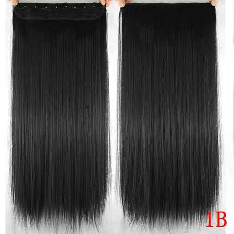 Women Hair Extensions Black Brown Blonde Natural Straight 60cm Long High Tempreture Synthetic Woman Hair Extension Hairpiece