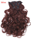 1Set Clip On Hair Extension 50cm 20inch 7pcs/set Natural Hairpieces Hair Style Wavy Curly Synthetic Clip In Hair Extensions 999