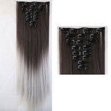 26" (66cm) 170g Straight 8pcs/set Full Head Clip in Hair extensions Color Hair Blue Purple Pink Blonde Brown Gray Synthetic Hair