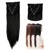 26" (66cm) 170g Straight 8pcs/set Full Head Clip in Hair extensions Color Hair Blue Purple Pink Blonde Brown Gray Synthetic Hair