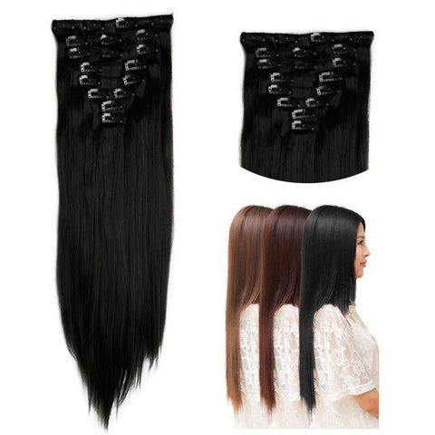 26" (66cm) 170g Straight 8pcs/set Full Head Clip in Hair extensions Color Hair Blue Purple Pink Blonde Brown Gray Synthetic Hair