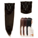 26" (66cm) 170g Straight 8pcs/set Full Head Clip in Hair extensions Color Hair Blue Purple Pink Blonde Brown Gray Synthetic Hair