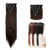 26" (66cm) 170g Straight 8pcs/set Full Head Clip in Hair extensions Color Hair Blue Purple Pink Blonde Brown Gray Synthetic Hair