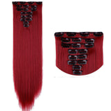 26" (66cm) 170g Straight 8pcs/set Full Head Clip in Hair extensions Color Hair Blue Purple Pink Blonde Brown Gray Synthetic Hair