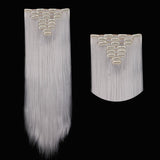 26" (66cm) 170g Straight 8pcs/set Full Head Clip in Hair extensions Color Hair Blue Purple Pink Blonde Brown Gray Synthetic Hair