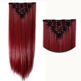 26" (66cm) 170g Straight 8pcs/set Full Head Clip in Hair extensions Color Hair Blue Purple Pink Blonde Brown Gray Synthetic Hair