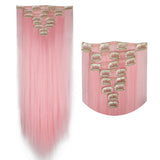 26" (66cm) 170g Straight 8pcs/set Full Head Clip in Hair extensions Color Hair Blue Purple Pink Blonde Brown Gray Synthetic Hair