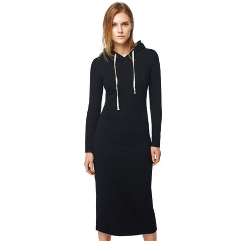 New 2016 Autumn and Winter Women Floor-Length Dress Casual Hips Long Style Hooded Dress Lady Thickening DressM15322