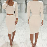 2016 New Autumn Winter 2 Piece Set Women Long sleeve party dresses Sexy bandage dress women dress vestidos femininos Q0044