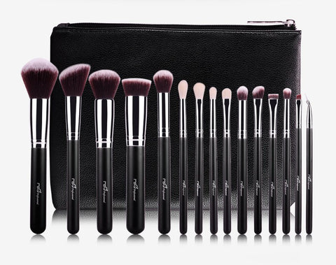 MSQ 15pcs Professional Makeup Brushes Set Make Up Brushes High Quality Synthetic Hair With PU Leather Case For Beauty
