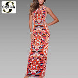 Maxi Dress Summer Bohemian Long Dress Boho 2016 New Fashion Sexy Sleeveless Print Bandage Tank Long Dresses For Women Clothing