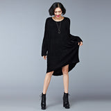 2016 Women's Sweater Dress Winter Autumn Terry Keep Warm Short in Front Long in Back Knee Length Casual Dresses(R.Melody DS0165)
