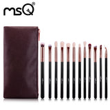 MSQ 12pcs Professonal Makeup Brush Set Rose Gold Series High Quality Synthetic Hair With Soft PU Leather Bag